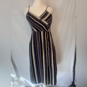 Hollister Vertical Striped Purple and Black Knit Spaghetti Strap Dress